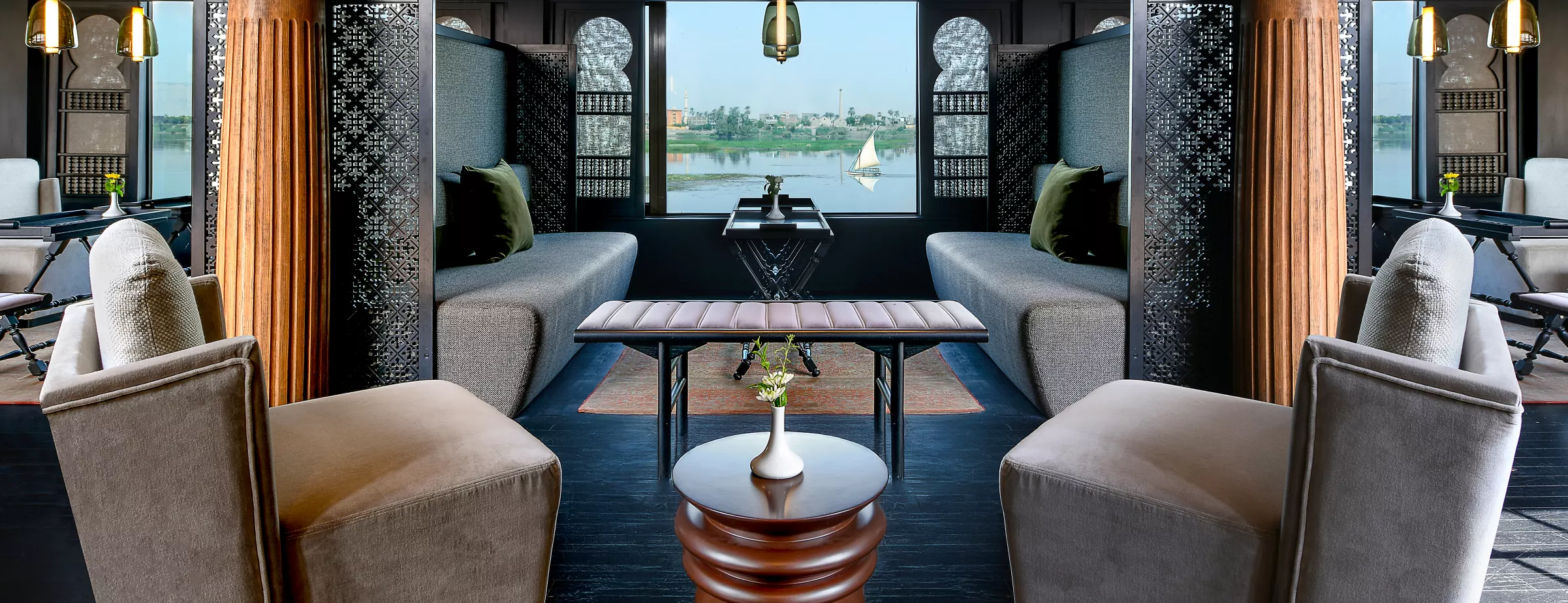 Lounge aboard the MS Mövenpick Darakum Nile Cruise Nile cruise